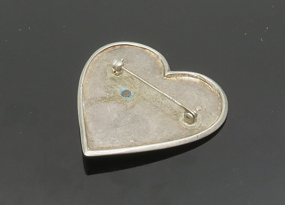 925 Sterling Silver  Vintage Two Tone Weaved Love Heart Brooch Pin  BP7828