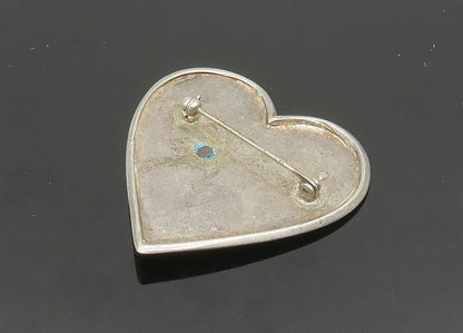 925 Sterling Silver  Vintage Two Tone Weaved Love Heart Brooch Pin  BP7828