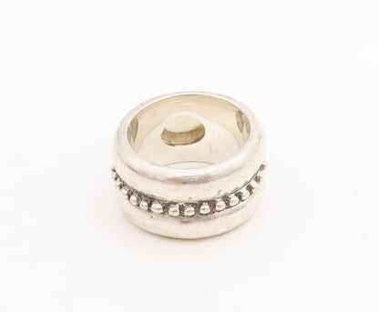 925 Sterling Silver Vintage Ring Bezel Set Citrine Beaded Band  Sz 5.5  RG34772