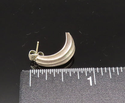 14K GOLD & 925 Silver  Vintage Minimalist Ribbed Curved Earrings  EG11836
