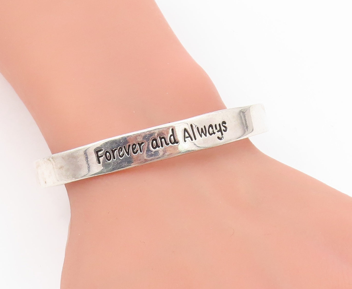 925 Sterling Silver Vintage Bracelet Engraved Forever And Always Cuff  BT11566