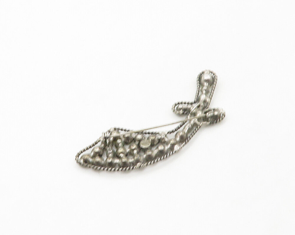925 Sterling Silver  Vintage Topaz Cluster Sword Motif Brooch Pin  BP6654