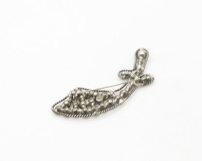 925 Sterling Silver  Vintage Topaz Cluster Sword Motif Brooch Pin  BP6654