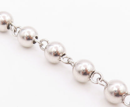 925 Sterling Silver Vintage Necklace Geometric Sphere Beaded Link Chain  NE4670