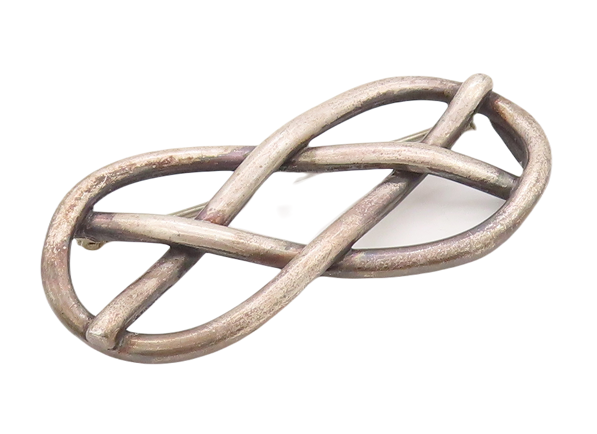 925 Sterling Silver Vintage Brooch Pin ENGLAND Antique Lover's Knot  BP11204
