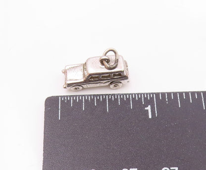 925 Sterling Silver  Vintage Station Wagon Car Charm Pendant (MOVES)  PT20412