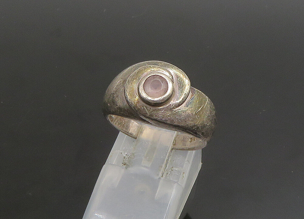 925 Sterling Silver   Vintage Amethyst Dark Tone Smooth Band Ring Sz 6 RG23366