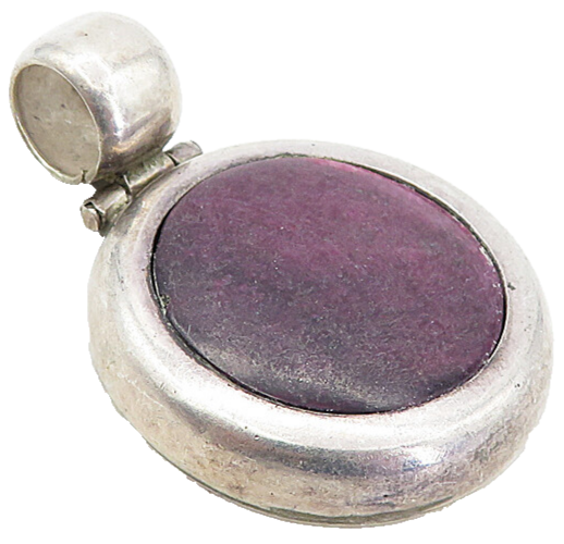 925 Sterling Silver  Vintage Purple Jasper Round Hinge Drop Pendant  PT6286