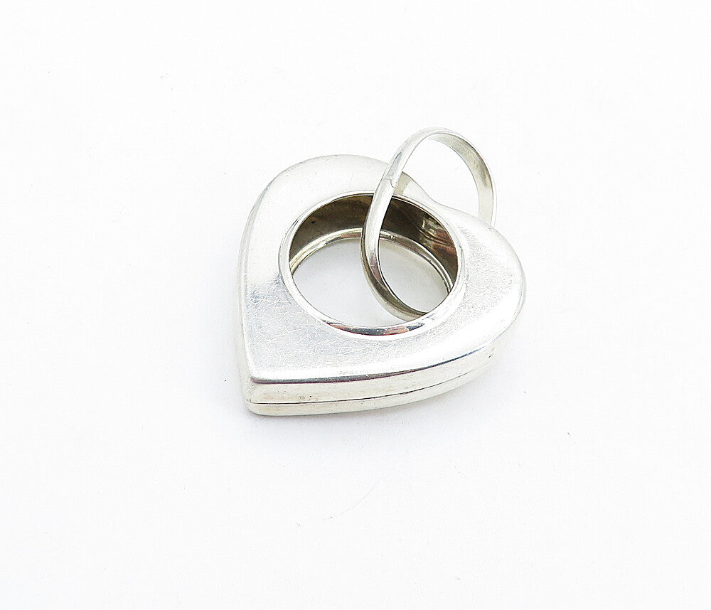 925 Sterling Silver  Vintage Shiny Minimalist Open Love Heart Pendant  PT4555
