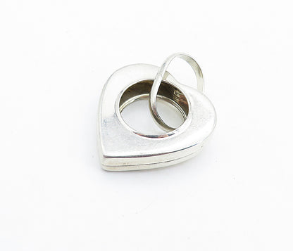 925 Sterling Silver  Vintage Shiny Minimalist Open Love Heart Pendant  PT4555