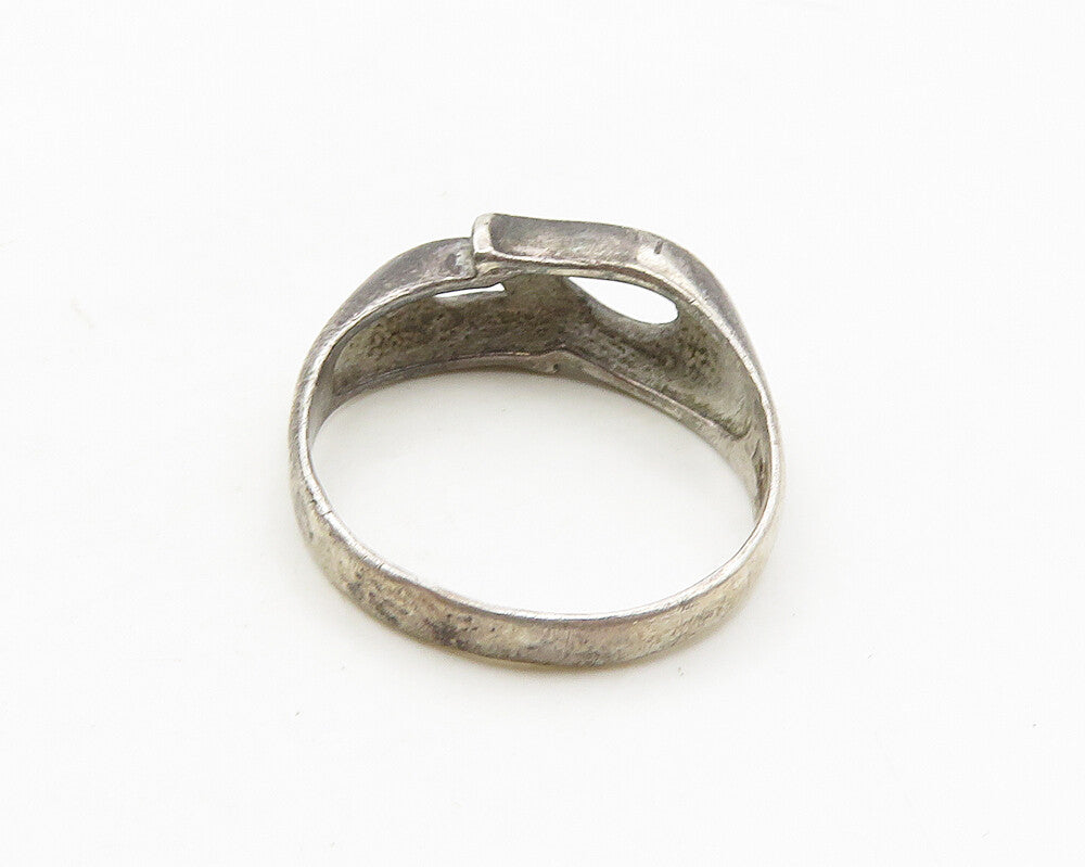 925 Sterling Silver  Vintage Dark Tone Swirl Dome Band Ring Sz 8  RG18784