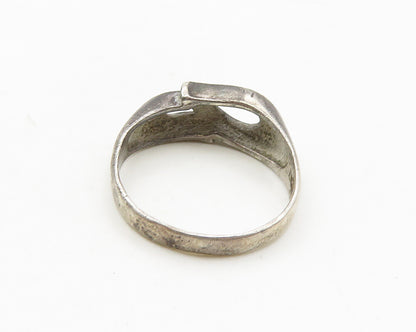 925 Sterling Silver  Vintage Dark Tone Swirl Dome Band Ring Sz 8  RG18784
