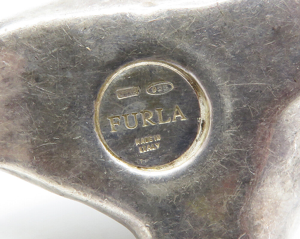 FURLA 925 Sterling Silver  Vintage Dark Tone Hollow Seal Table Trinket  TR2080