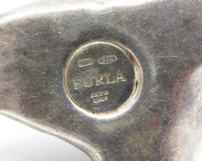 FURLA 925 Sterling Silver  Vintage Dark Tone Hollow Seal Table Trinket  TR2080