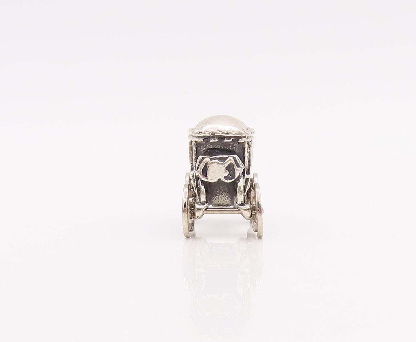 925 Sterling Silver Vintage Pendant BEAUCRAFT Carved Vintage Moving Cart PT22860