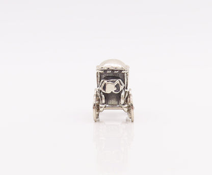 925 Sterling Silver Vintage Pendant BEAUCRAFT Carved Vintage Moving Cart PT22860