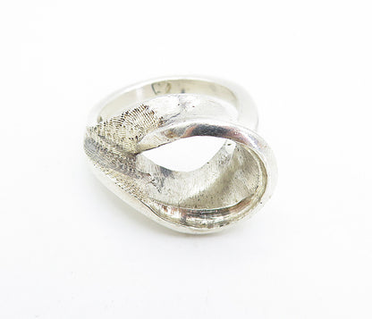 925 Sterling Silver  Vintage Shiny Textured Loop Swirl Band Ring Sz 7.5 RG7479