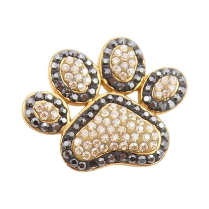 925 Sterling Silver Vintage Pendant 2 Tone Rhinestone Tiger Foot Print  PT24544