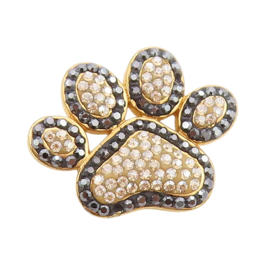 925 Sterling Silver Vintage Pendant 2 Tone Rhinestone Tiger Foot Print  PT24544