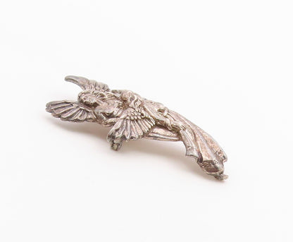 925 Sterling Silver  Vintage Double Flying Female Angels Brooch Pin  BP9699