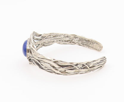 925 Sterling Silver Vintage Bracelet OR PAZ ISRAEL Lapis Lazuli Cuff  BT12165