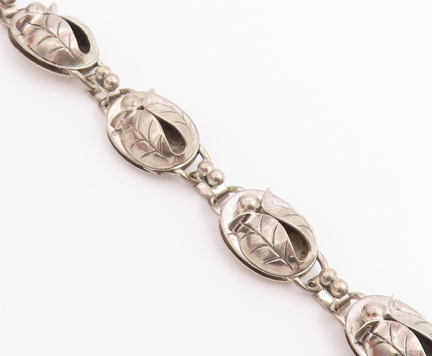 925 Sterling Silver Vintage Bracelet LA PAGLIA Botanical Tulip Link  BT12213