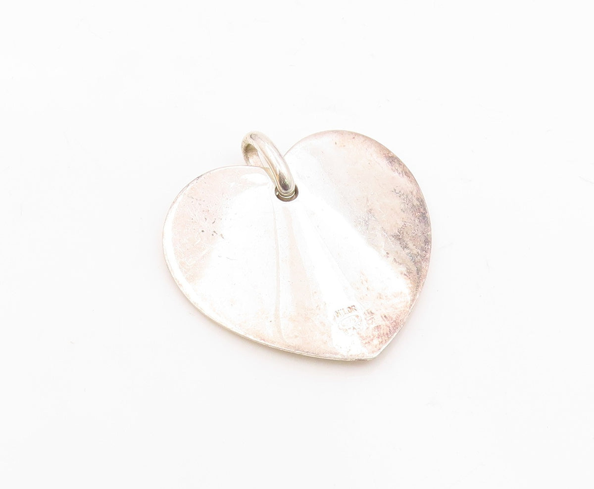 925 Sterling Silver  Vintage Sparkling Love Heart Motif Pendant  PT12525