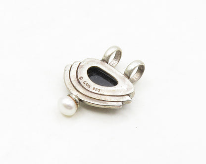 DESIGNER 925 Silver  Vintage Petite Pearl & Druzy Stone Pendant  PT14182