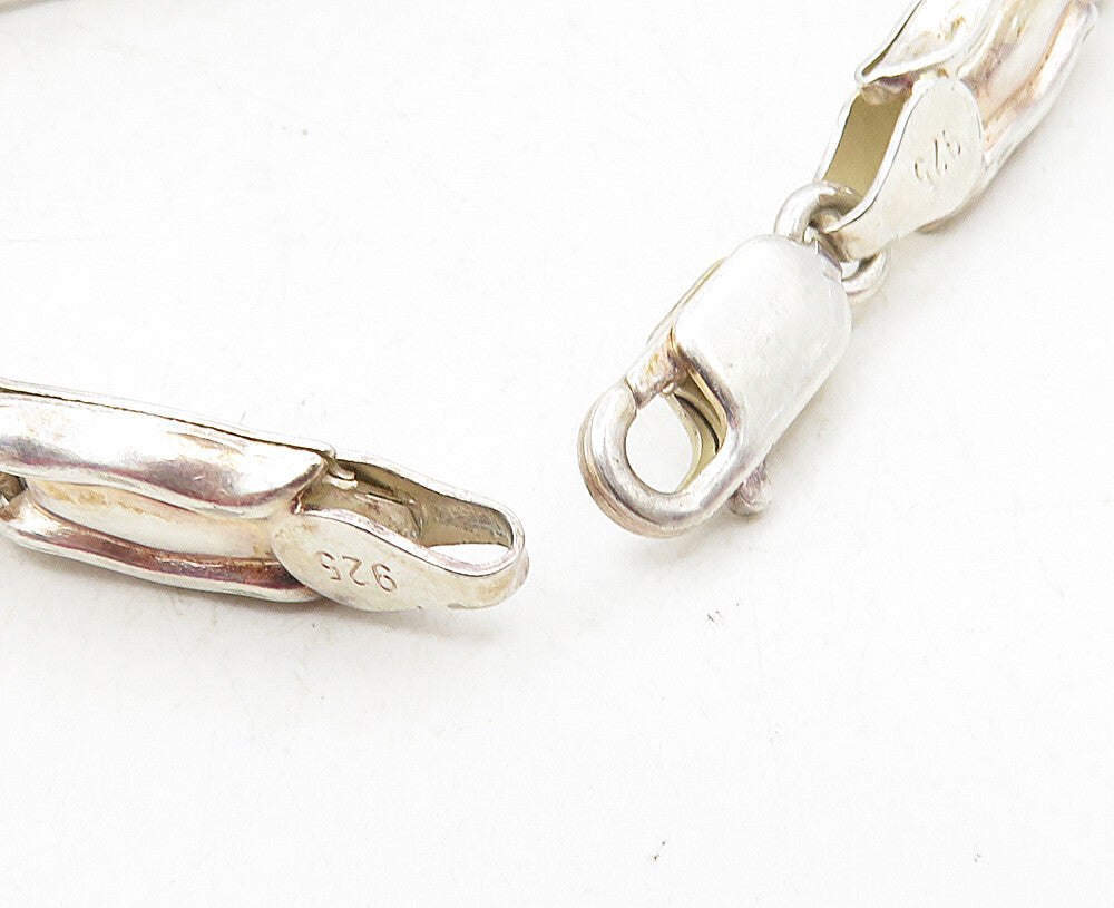 925 Sterling Silver  Vintage Shiny Hollow Hinge Link Chain Bracelet  BT4093