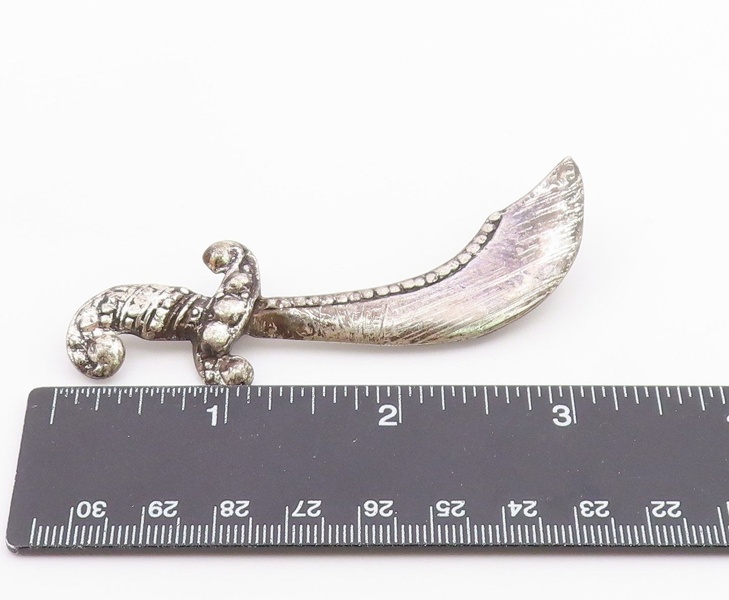 925 Sterling Silver  Vintage Shiny Rustic Dagger Motif Brooch Pin  BP3230