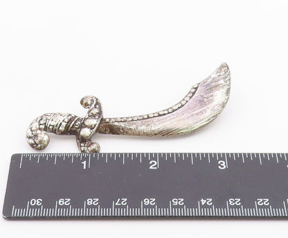 925 Sterling Silver  Vintage Shiny Rustic Dagger Motif Brooch Pin  BP3230
