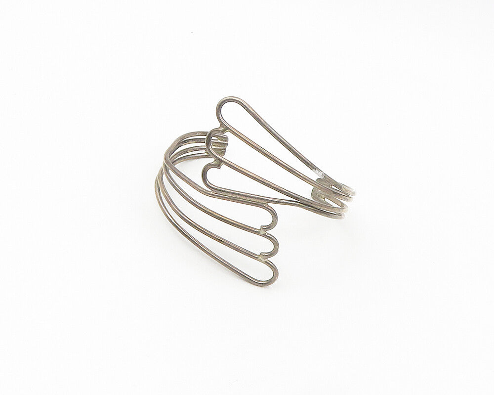 925 Sterling Silver  Vintage Angel Wings Split Bypass Cuff Bracelet  BT7112