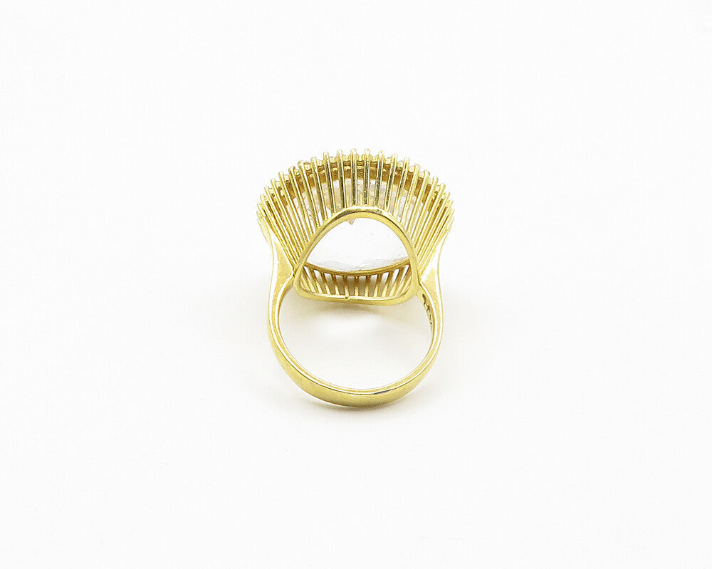 PHARAOUN 925 Silver Faceted Topaz Gold Plated Cocktail Ring Sz 8 RG18331
