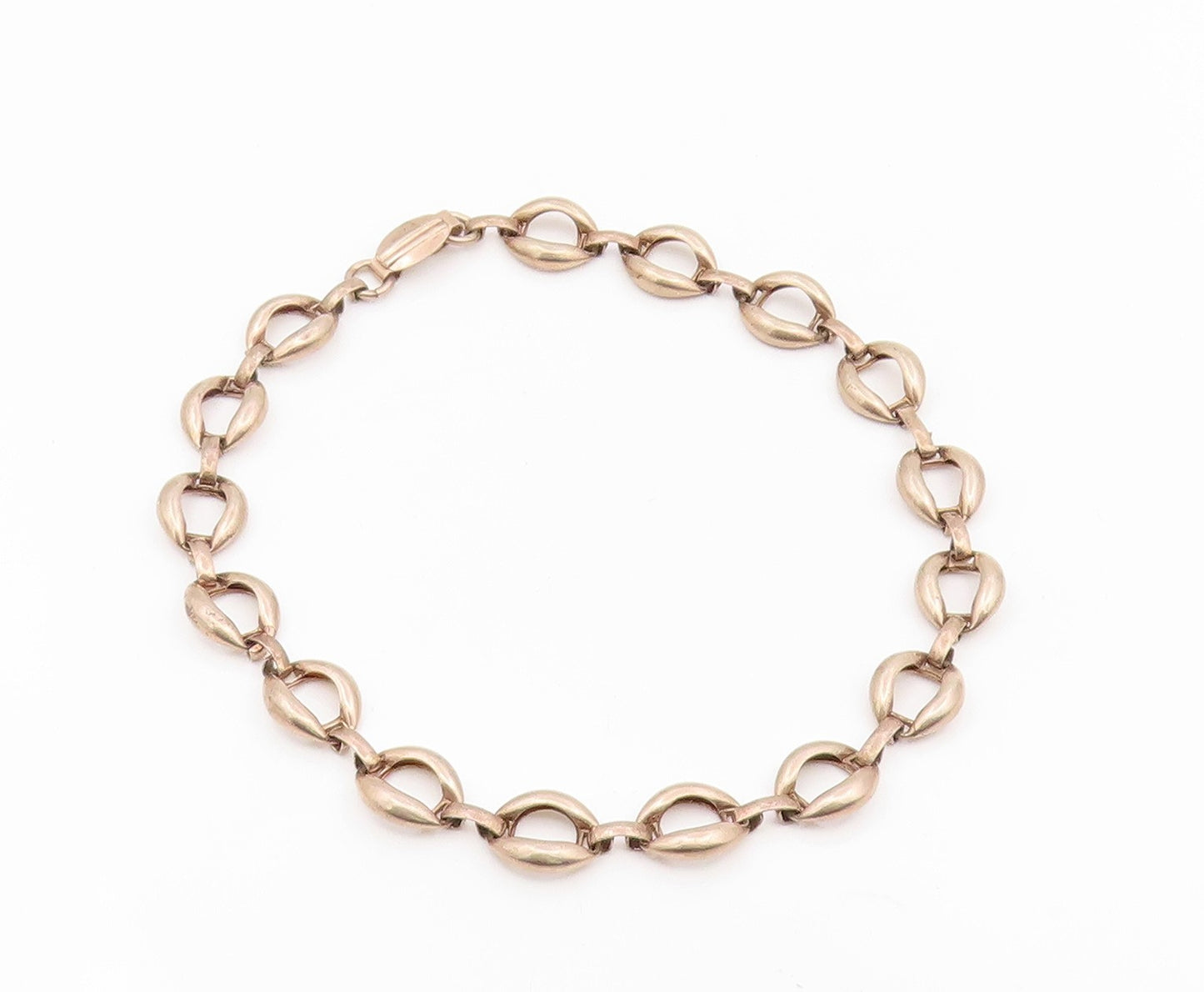 925 Sterling Silver Vintage Necklace Elegant Puffed Mariner Link Choker  NE4833