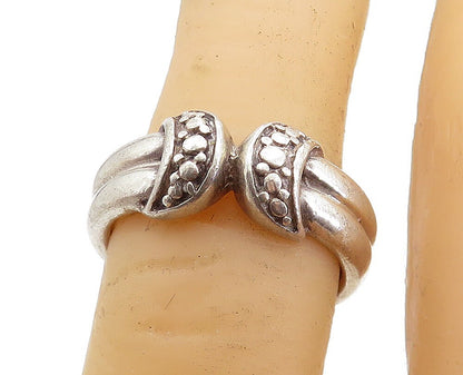 925 Sterling Silver Vintage Etched Detail Ribbed Band Ring Sz 6  RG6260