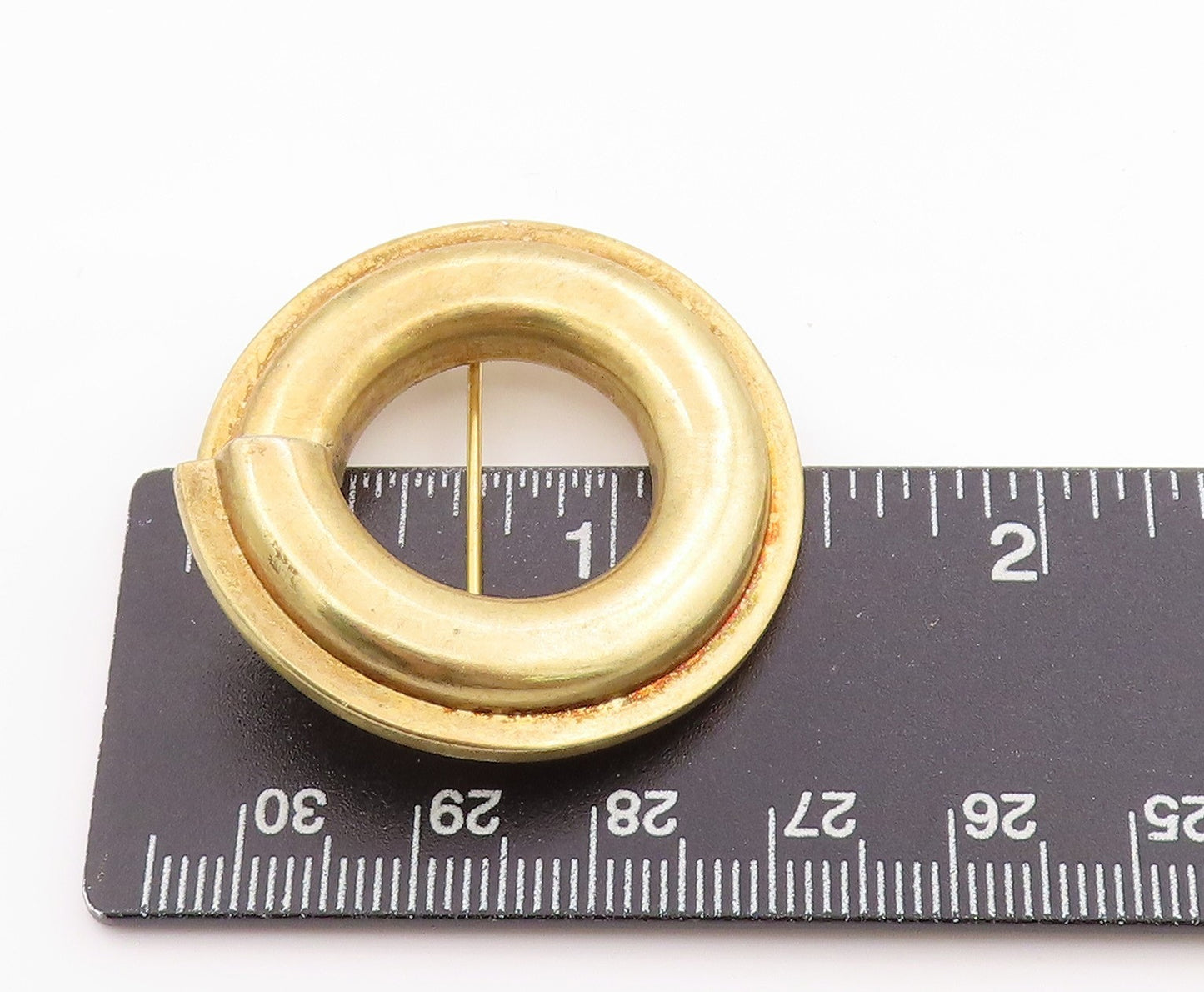 925 Sterling Silver Vintage Brooch Gold Plated POMERANTZ Open Ring  BP11704