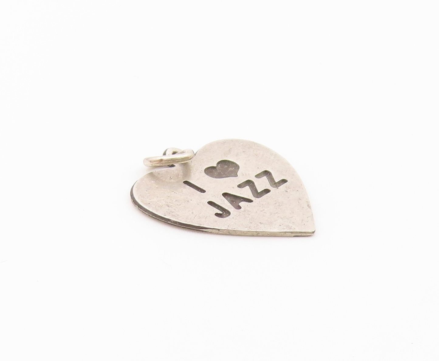 925 Sterling Silver  Vintage I Love Jazz Stamped Love Heart Pendant  PT17130
