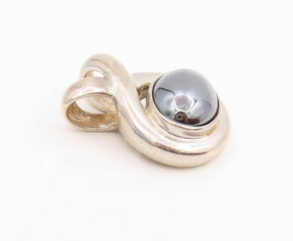 925 Sterling Silver Vintage Pendant ESPO SIG Modernist Hematite Charm  PT25777
