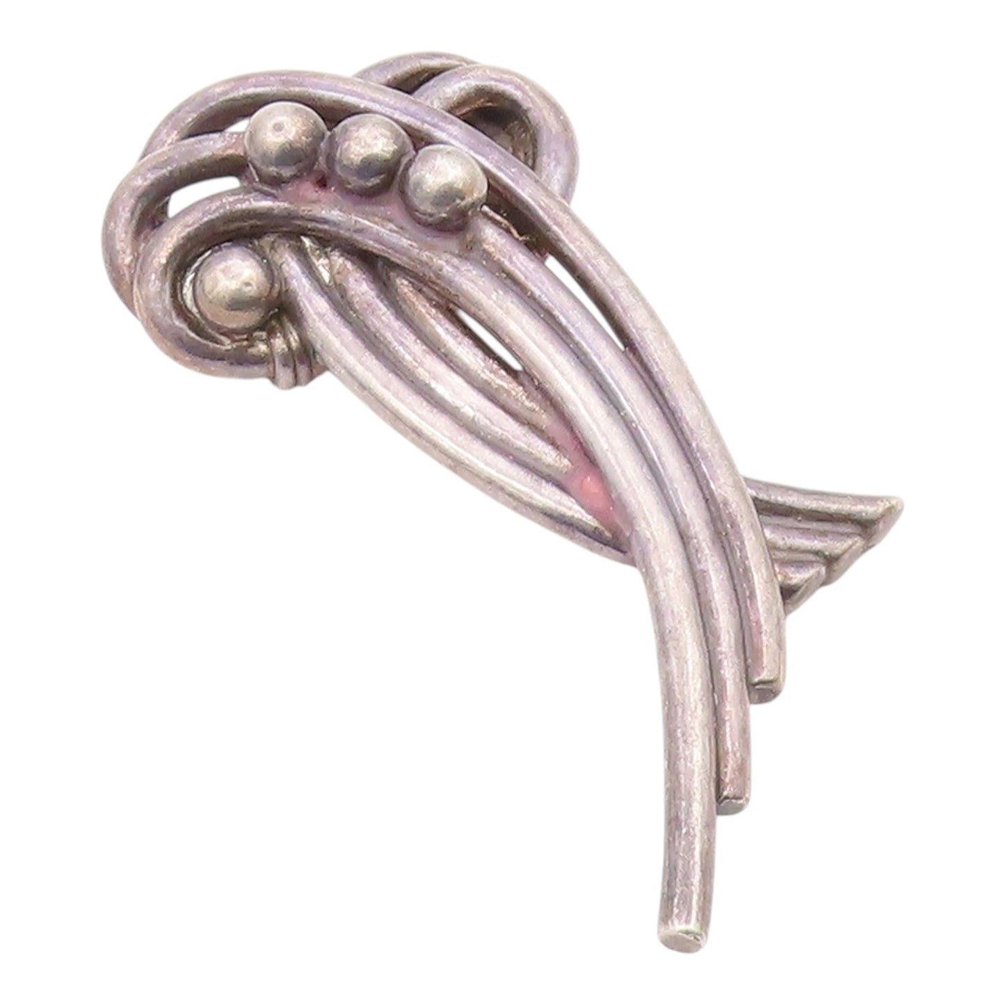 925 Sterling Silver  Vintage Heavy Large Dark Tone Ribbon Brooch Pin  BP8786
