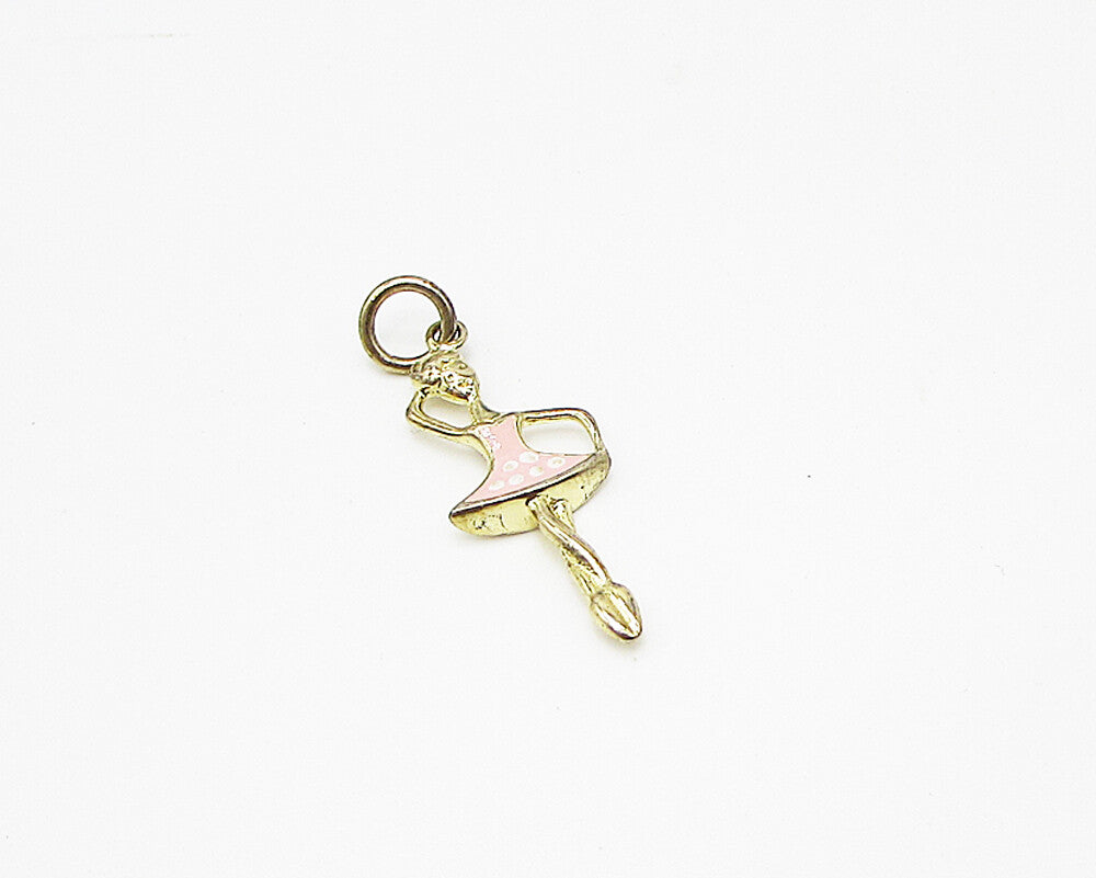 Gold Over 925 Silver  Enamel Dancing Ballerina Pendant & Earrings Set  TR1004