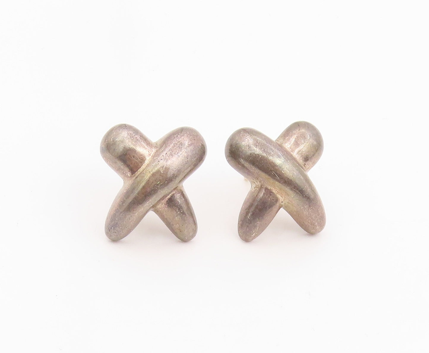 BAYANIHAN 925 Silver & 14K GOLD Vintage Dark Tone X Drop Earrings  EG9145
