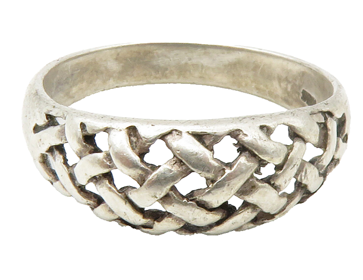 925 Sterling Silver  Vintage Open Basket Weave Dome Band Ring Sz 10  RG14459