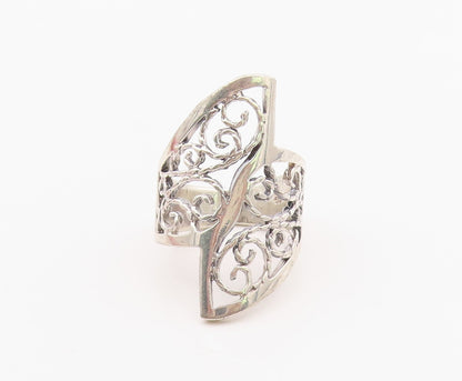 925 Sterling Silver Vintage Ring Classic Openwork Floral Vine Band Sz 6 RG36316