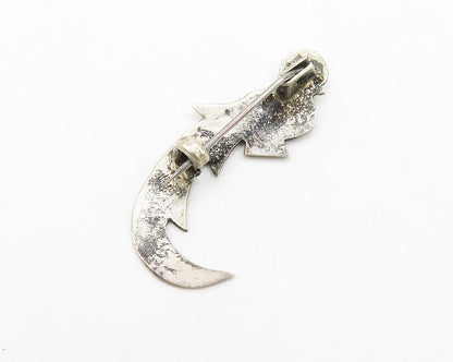 925 Sterling Silver & 18K GOLD  Vintage 2 Tone Etched Bird Brooch Pin  BP5224