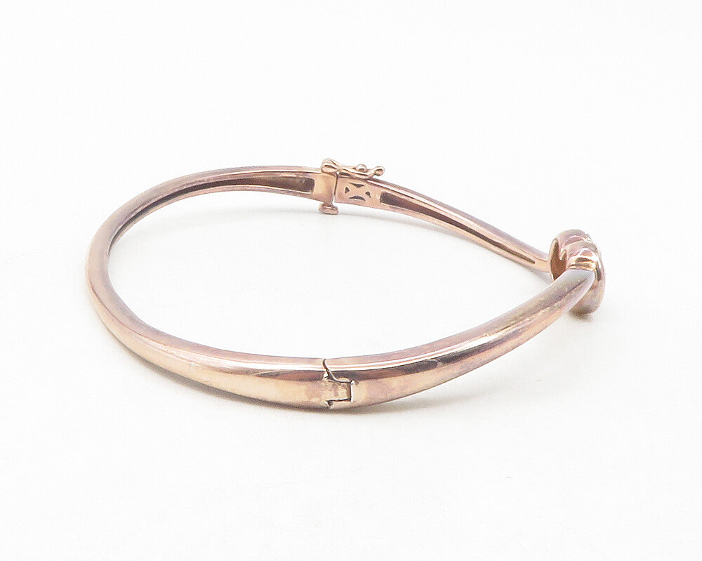 925 Sterling Silver  Genuine Diamonds Infinity Smooth Bangle Bracelet  BT4762