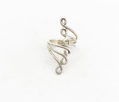 925 Sterling Silver  Vintage Shiny Split Bypass Swirl Band Ring Sz 9  RG8653