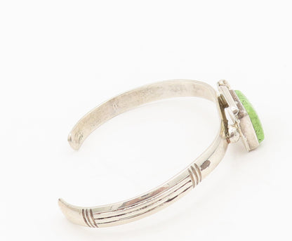 925 Silver Vintage Southwestern Green Turquoise Beaded Cuff Bracelet BT10119