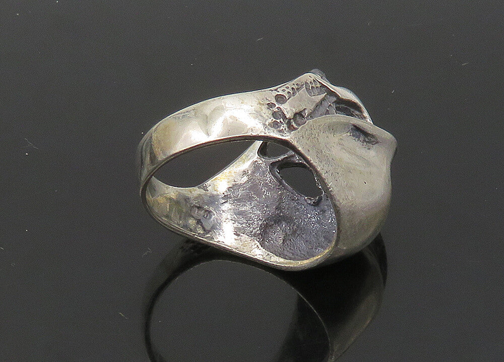 925 Sterling Silver  Vintage Skeleton Head Large Biker Ring Sz 12  RG23254