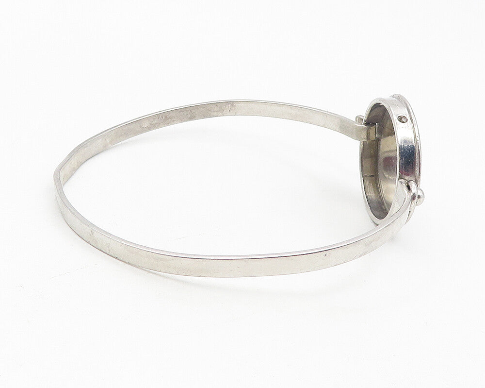 TAHARA 925 Sterling Silver  Vintage Shiny Smooth Hook Bangle Bracelet  BT4638