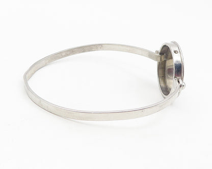 TAHARA 925 Sterling Silver  Vintage Shiny Smooth Hook Bangle Bracelet  BT4638